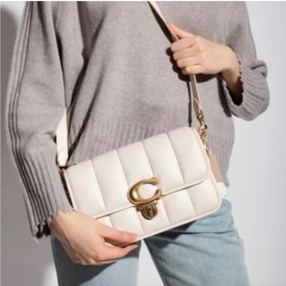 Coach Chalk Quilted STUDIO Shoulder Bag w/two extra straps!